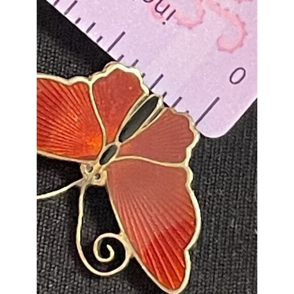 Vintage D-A David Andersen Norway Red Sterling 925 Silver Butterfly Pin Brooch - Picture 11 of 14